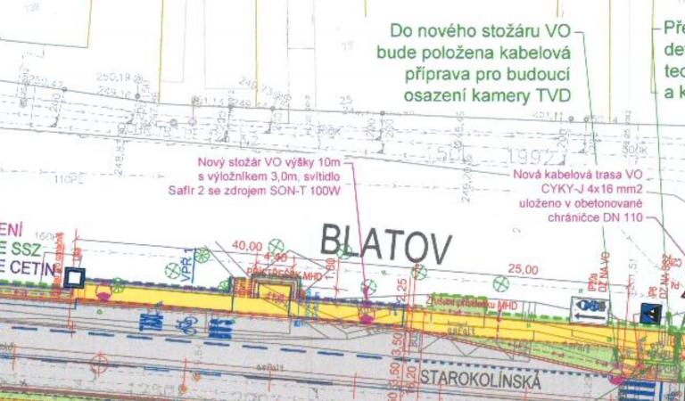 Dokumentace k územnímu rozhodnutí o rozšíření silnice mezi Blatovem a Běchovicemi
